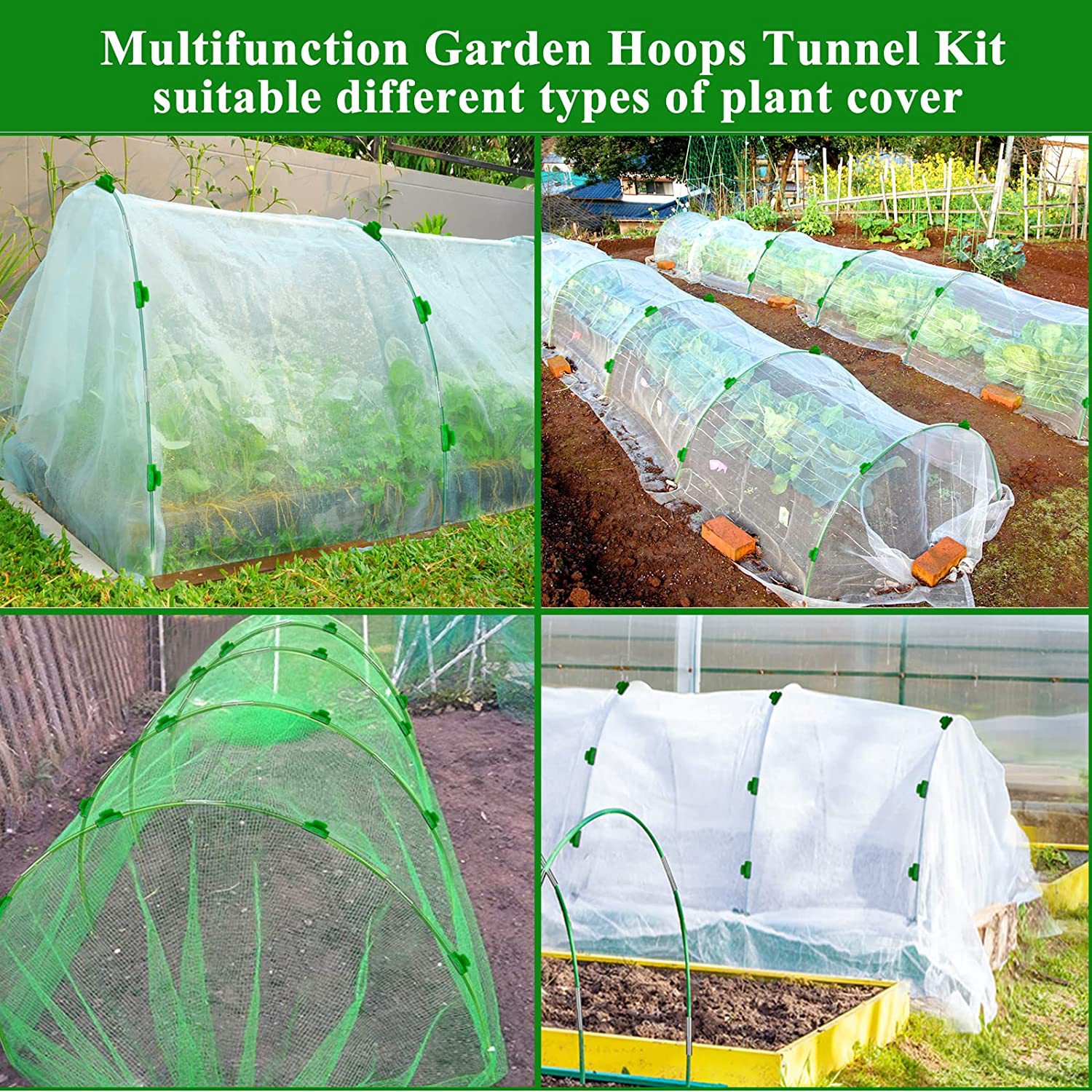 Green Fiber Stick Insect-proof Net Arch suit Plant Flower Vegetable Greenhouse Bird-proof Animal Protection Net Plant Cover