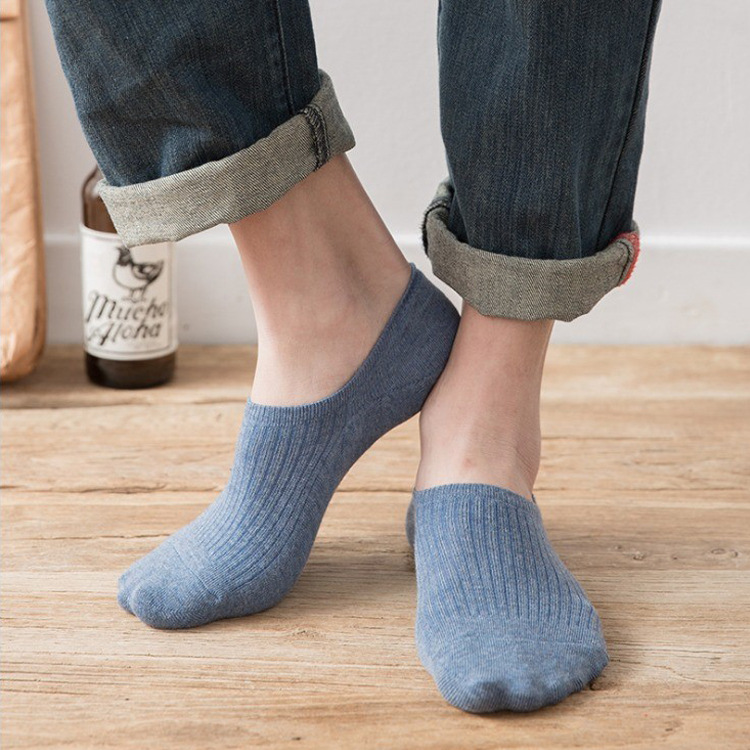 Socks Men's Summer Pure Cotton Straight Invisible Socks Cotton Men's Casual Socks Silicone Non-slip Shallow Mouth Boat Socks Stall