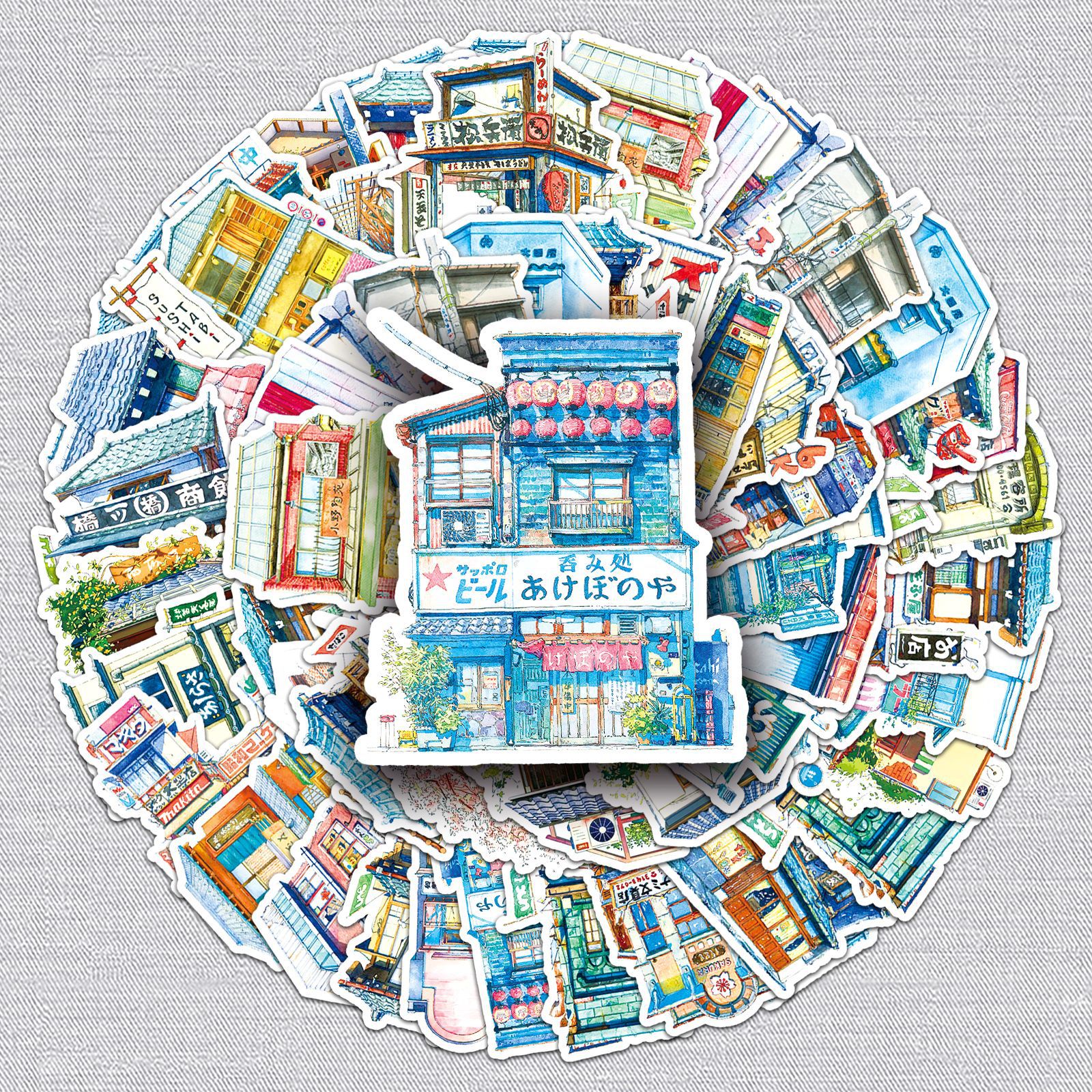 50 Retro Japanese Street Shop Graffiti Cross-Border Hot Selling Decorative Phone Case Notebook Luggage Sticker