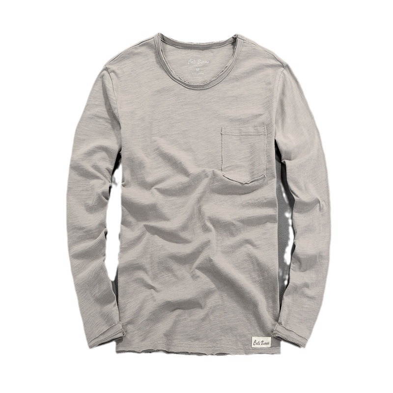 Spring new men's long sleeve T-shirt round neck solid color bottoming shirt slim cotton T-shirt casual clothing jacket wholesale