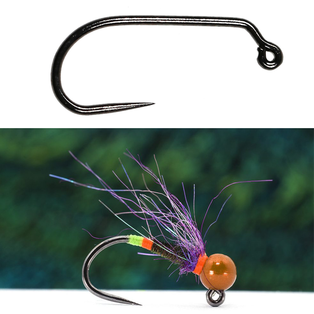 60 degree Jig Hook non-barbed curved handle angle hook fly fly hook nymph hook 10# 12# 14#16#18# fly fishing inverted hook