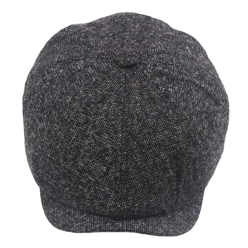 Autumn and Winter Fleece-lined Beret Men's Octagonal Cap Cotton Warm Forward Cap British-style Adjustable Large Head Size Newsboy Cap