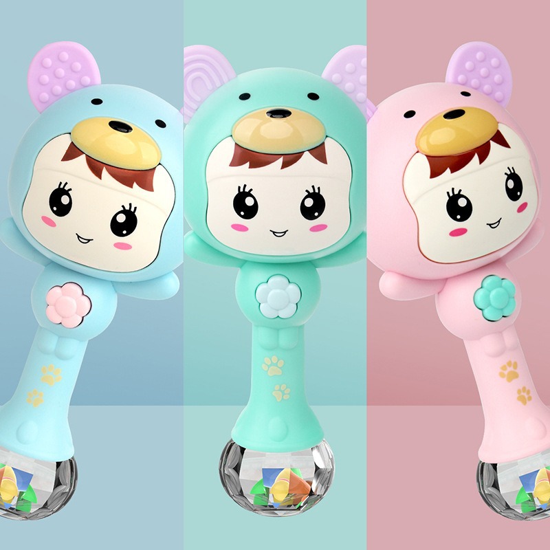 Newborn Infant Educational Early Education Music Tooth Gum Sand Hammer Rattle Set 0 to 1 Year Old 6 Months Toy Girl