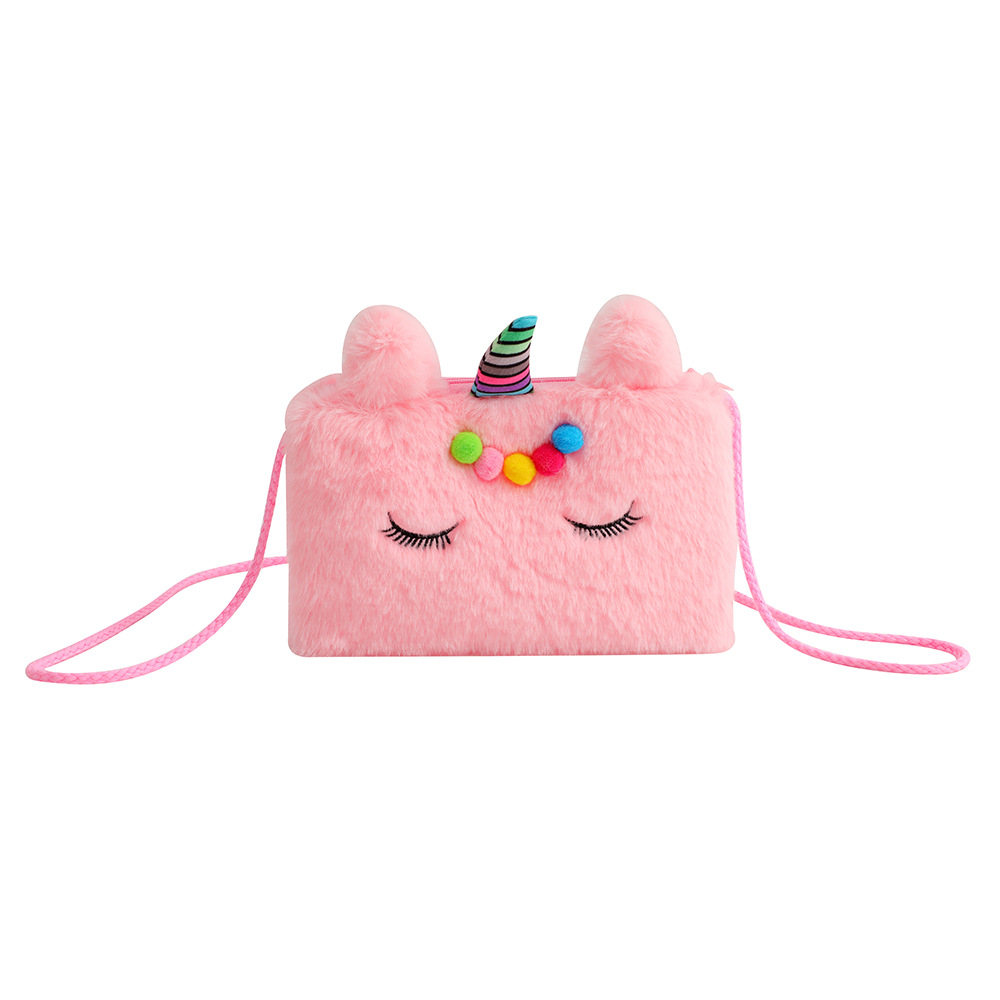 2023 New Unicorn Cartoon Plush Shoulder Bag Kindergarten Girls Crossbody Bag Cute Children Coin Purse