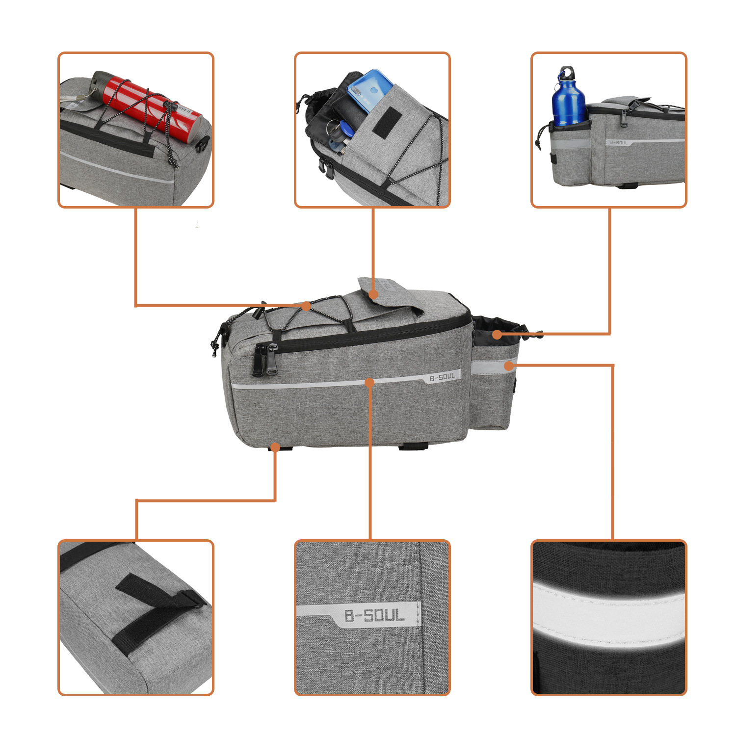 B- SOUL Mountain bike back pack electric folding rack bag riding equipment camel bag accessories back seat bag