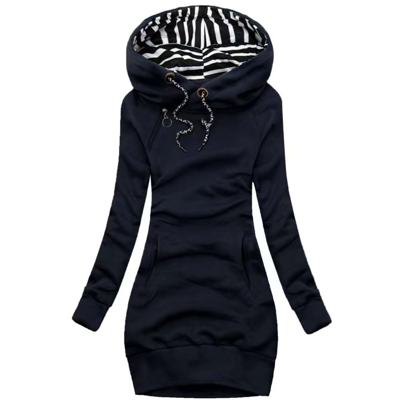 2022 Cross-border Mid-length Women's New Slim-fit Sweater Women's Slimming Casual Autumn and Winter Fashion Hooded Coat Women's Clothing