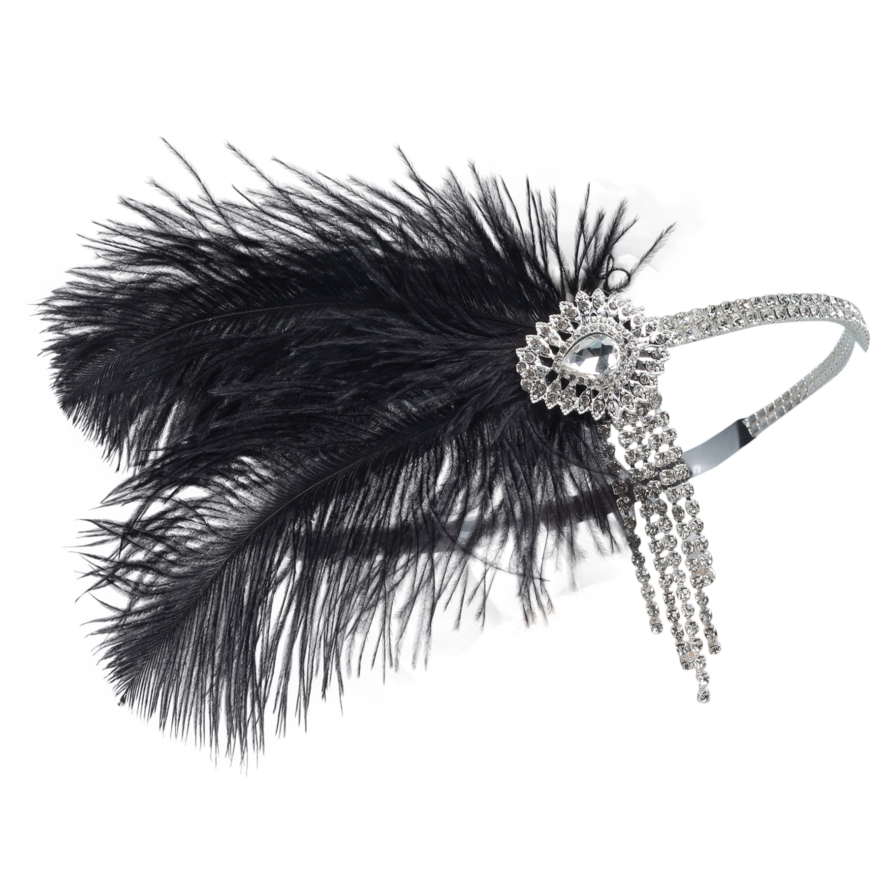 Gatsby Headpiece Black Feather Headband Hair Accessories Peacock Hair Headband 1920s headband