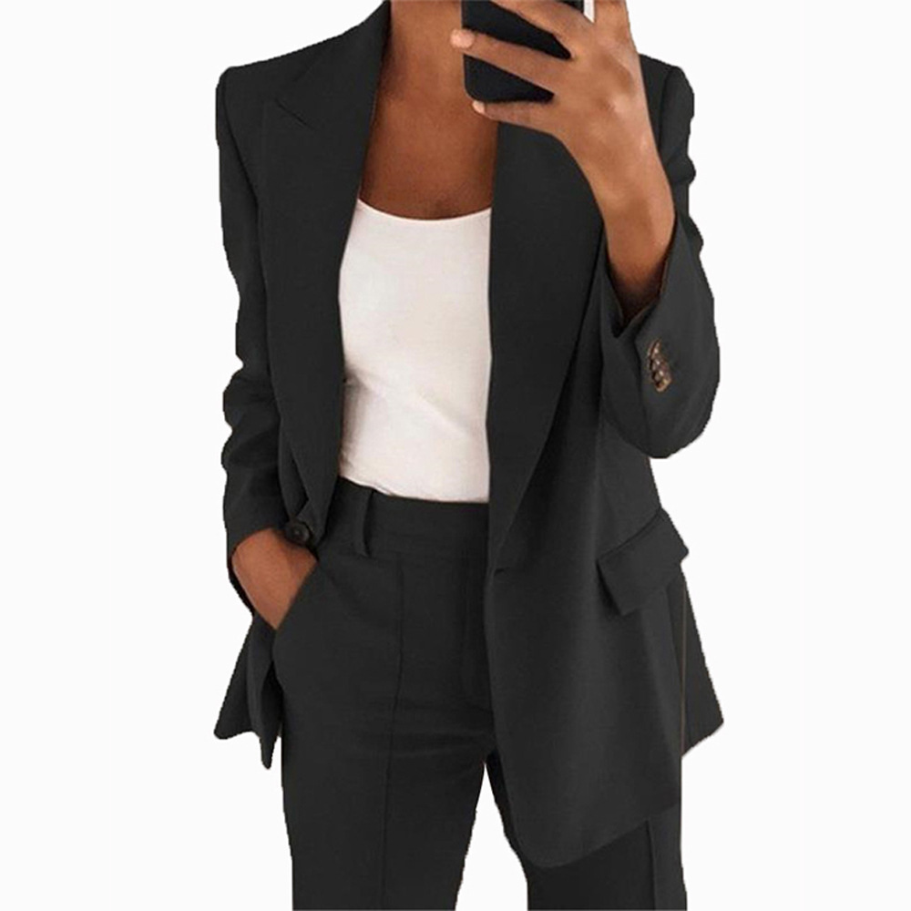 2024 Women's New Cross-border Large Size Women's Clothing Fashion Slim-fit Laps Cardigan Elegant Blazer Pants Set - ShopShipShake