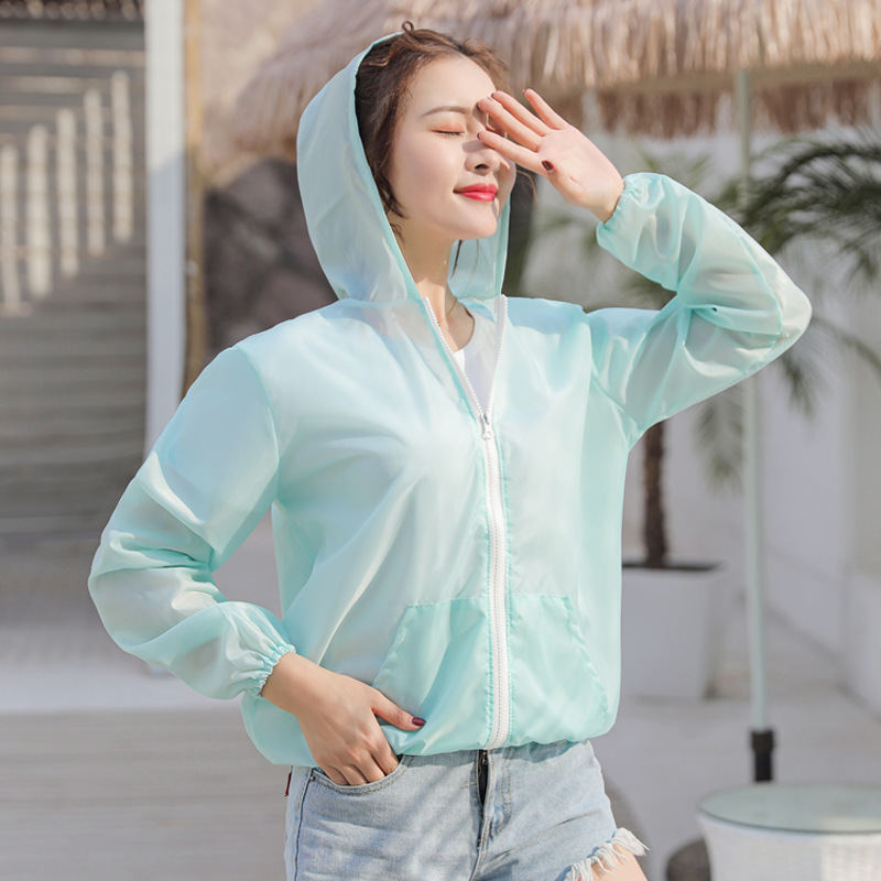 2024 Summer New Sunscreen Clothing Women's Solid Color Ultra-thin Breathable Quick-drying Sunscreen Clothing Outdoor Ice Silk Mesh Red Jacket