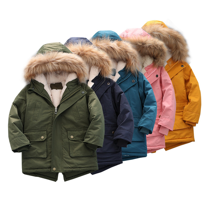 Foreign trade children's clothing plus velvet padded 2023 cotton-padded jacket winter New Fashion hooded boys cotton-padded jacket children's cotton-padded jacket