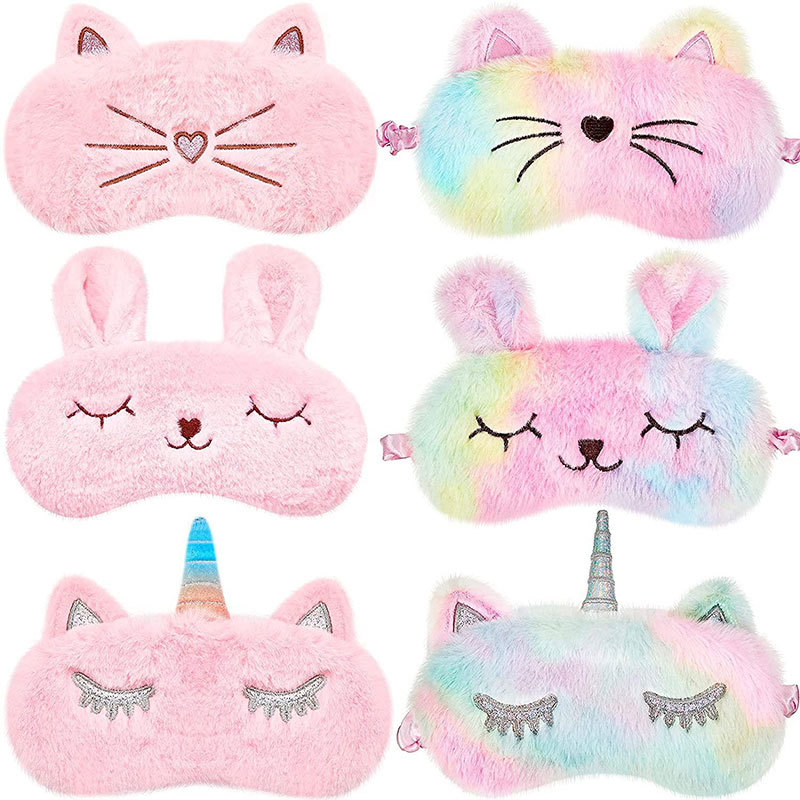 Cross-border Amazon Pink Girl Heart Unicorn Plush Dark Travel Airplane Sleep Mask Breathable Eye Mask