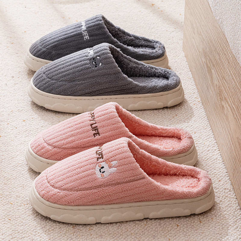Qida Shun new special home cotton slippers winter non-slip thick-soled men's and women's shoes home warm cotton wholesale