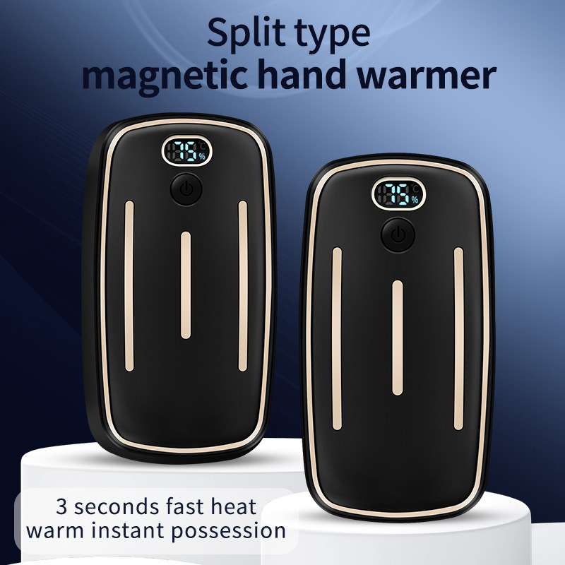 2024 New Cross-border Hand Warmer Split Two-in-one Digital Display Three-speed Temperature Magnetic Hand Warmer Factory