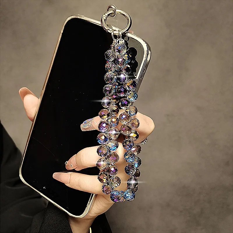 Luxurious and High-end Crystal Beads Satchel Chain Wrist Short Lanyard with Clip Mobile Phone Case Key Chain Bag Pendant