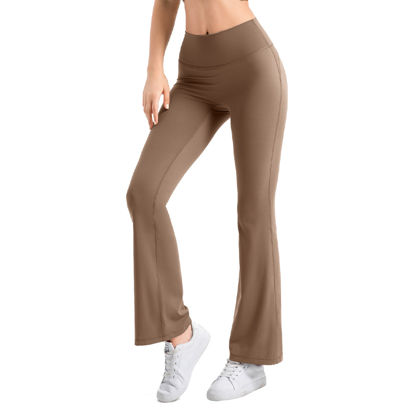 No Embarrassment Line Peach Hip Flared Pants Sports Wide Leg Naked Fitness Pants High Waist Slimming Hip Lifting Yoga Pants