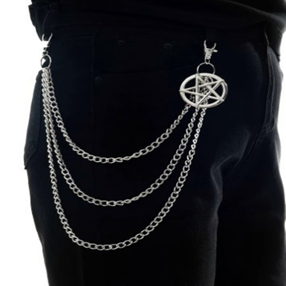 European and American cross-border jewelry fashion metal five-pointed star waist chain female punk retro multi-layer metal body chain wholesale