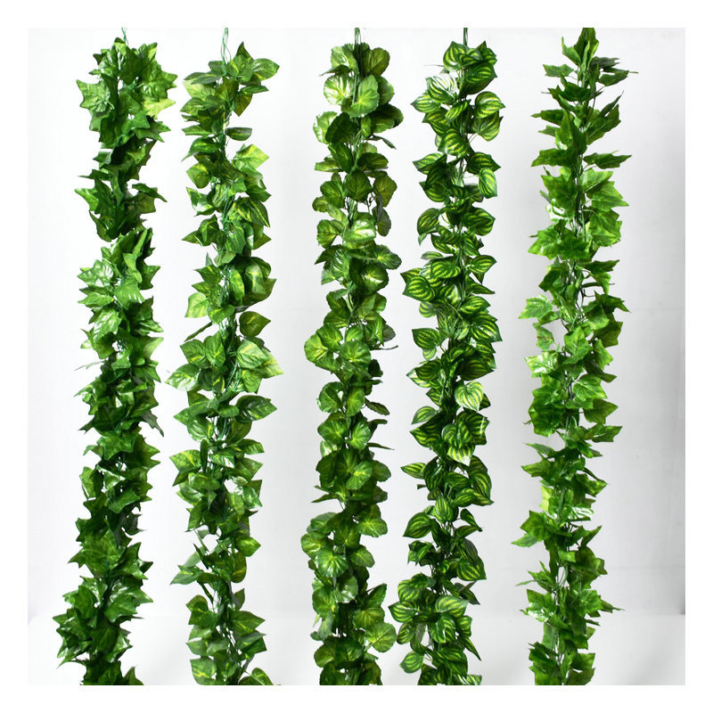 Imitation Rattan Creeper Vine Plant Ceiling Decoration Grape Begonia Green Rose Leaves Artificial Plastic Green Plant