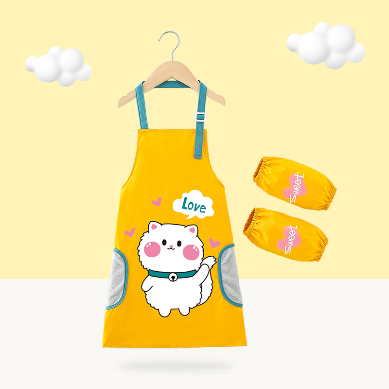 Children's apron painting clothes kindergarten art painting coverall boys' anti-dressing waterproof anti-dirty baby girl hand wiping
