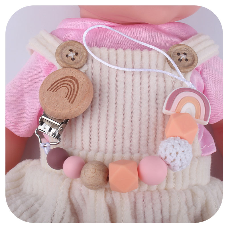 Foreign trade baby products rainbow silicone pacifier chain cartoon Beech rainbow pacifier clip anti-drop chain Amazon New