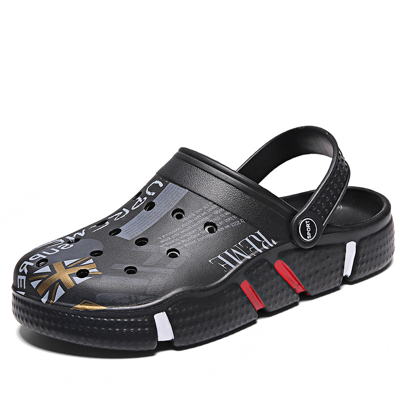 Hole Shoes Men's Summer Outer Wear Non-slip Hollow Camouflage Dual-purpose Baotou Large Size Slippers Men's Beach Sandals