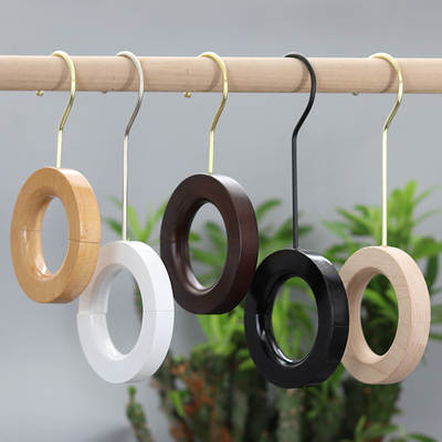 Clothing store trendy accessories jeans wooden ring hook circle ring with magnet S hook scarf pendant Factory Goods Direct Supply