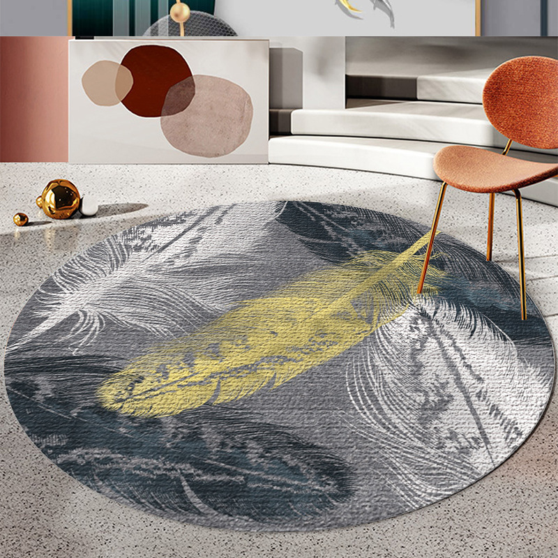 Small fresh living room sofa round mat Nordic light luxury bedroom carpet 3d printing basket mat round bed mat_voghion.com