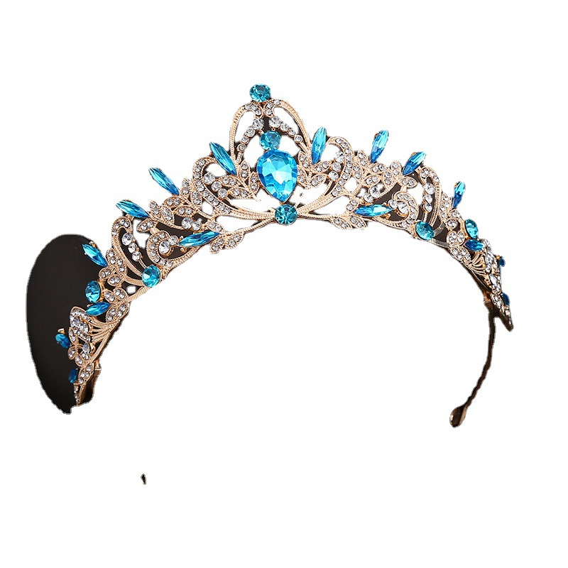 Baroque retro Crown TikTok hot selling Mori wedding crown alloy high-end rhinestone headdress colorful new