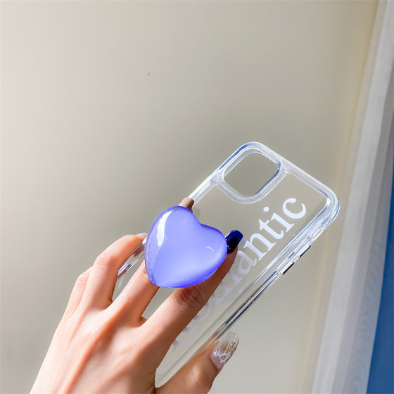 Han Feng Heart-shaped Stained Glass Crystal Ball Mobile Phone Airbag Bracket Internet Celebrity Lazy Retractable Transparent Mobile Phone Bracket