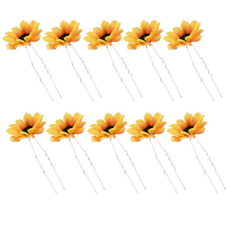 Daisy Sunflower Hair Needle U-Shaped Hair Fork Wedding Party Hair Decoration Headflower Bride Bridesmaid Artificial Flower Headwear