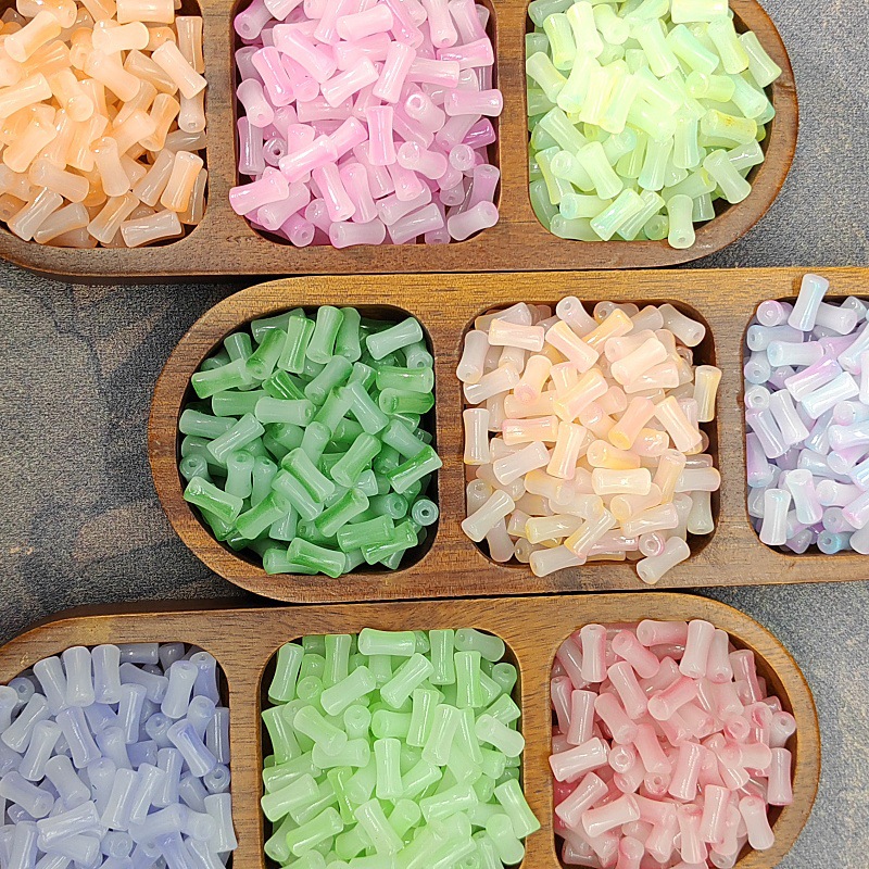6X12mm Glass Gradient Bamboo Imitation Jade Beads Antique Bead Jewelry Handmade DIY Hair Accessories Bracelet Glaze