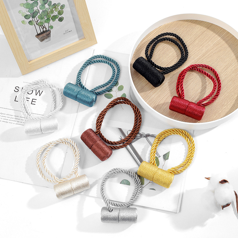 Cross-Border New punch-free magnetic curtain buckle installation-free magnet curtain strap magnetic buckle rope source wholesale