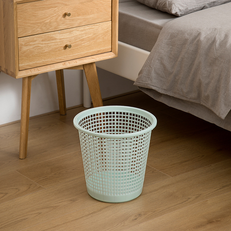 Plastic Hollow Trash Bin Household Bathroom Kitchen Toilet Trash Bin Coverless Large Office Waste Paper Basket