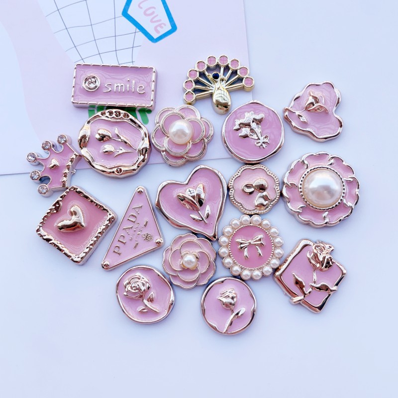Pink Chanel style Camellia love resin accessories diy jewelry accessories material phone case refrigerator sticker accessories