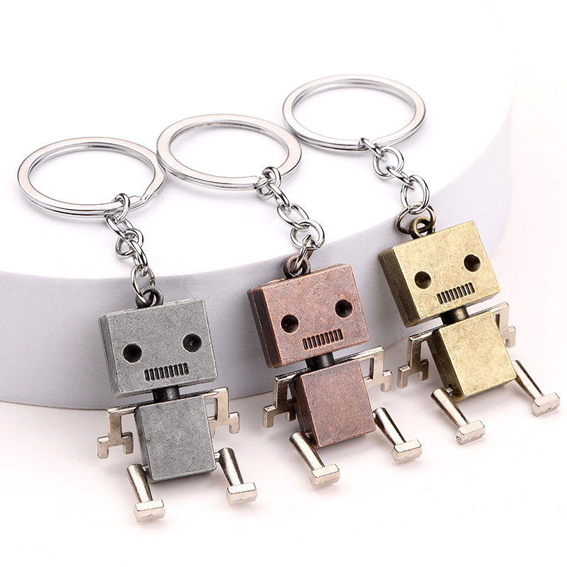 Creative movable robot keychain small box cartoon pendant key ring chain wholesale small gift wholesale