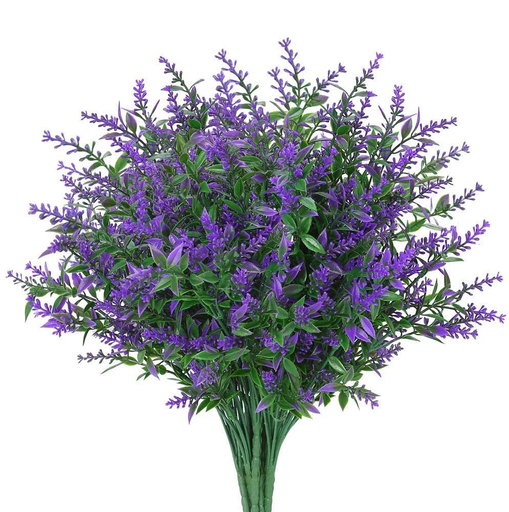 Simulation Green Plant Artificial Flower Amazon Cross-border Plastic Fake Flower Decoration Pastoral Style 7 Fork Simulation Wheat Ear Lavender