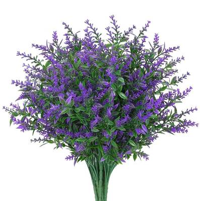 Simulation Green Plant Artificial Flower Amazon Cross-border Plastic Fake Flower Decoration Pastoral Style 7 Fork Simulation Wheat Ear Lavender