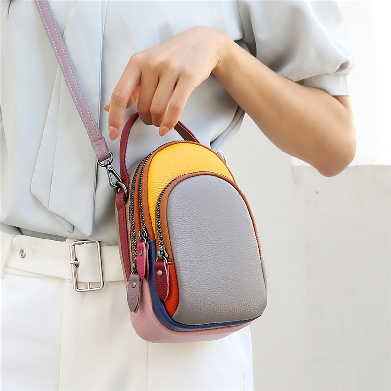Genuine leather mobile phone bag women wholesale 2023 foreign trade new bags portable slung small bag head layer leather shoulder bag