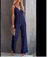 European and American women's deep V backless jumpsuit cross-border long solid color slim sleeveless jumpsuit women's wholesale