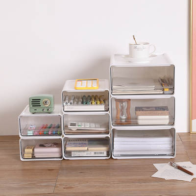 Desktop Transparent Storage Box Drawer Type Office File Storage Storage Box Bedroom Study Overlay Combination Storage Cabinet