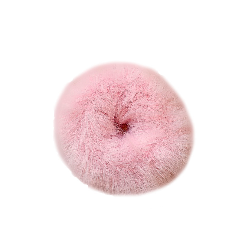 Plush Hair Ring Hair Rope Winter All-match Double Horsetail Hair Rope Girl's Hair Rope Candy Color Plush Rope