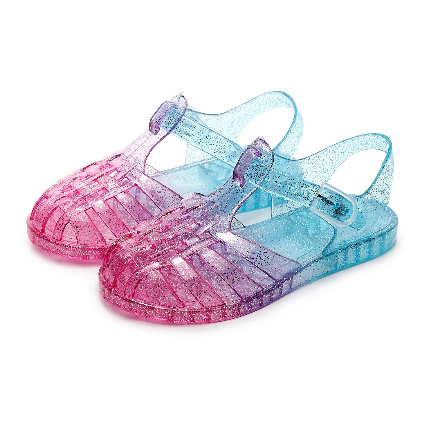 European and American Cross-border New Children's Shoes Women's Children's Cave Shoes Baotou Jelly Baby's Roman Shoes Simple Contrast Color Sandals