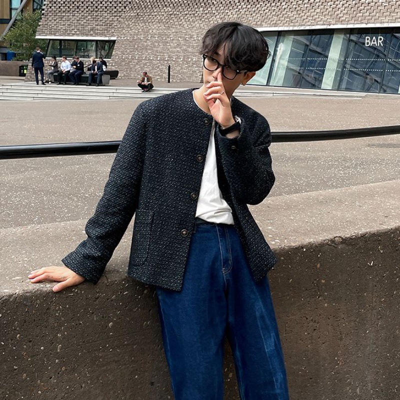 MYQ Men's Jacket Chanel-style Overcoat for Spring and Autumn New Korean Version Fashion Advanced Men's Casual Top