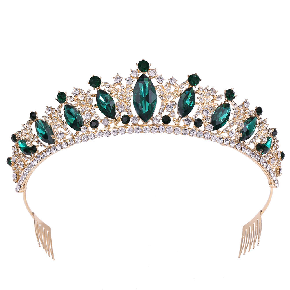 European and American bridal crown headdress alloy diamond crown wedding accessories hair comb wedding gifts cross-border hot sale
