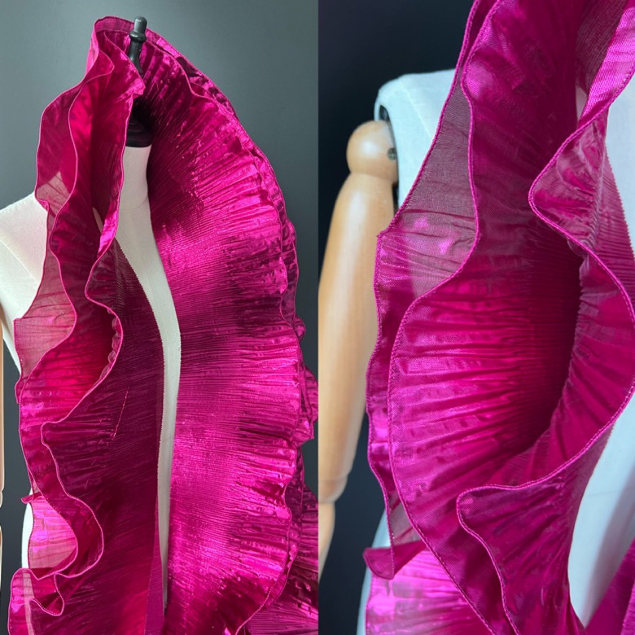 Metallic wavy lace accessories pleated ruffled ruffled dress styling stage decoration designer fabric