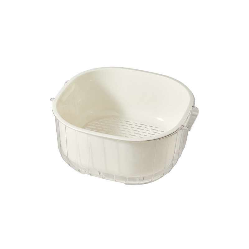 Double-layer draining basket household kitchen vegetable washing basket drip basket filter basket vegetable washing basin plastic fruit and vegetable basket Taobao vegetable basin basket