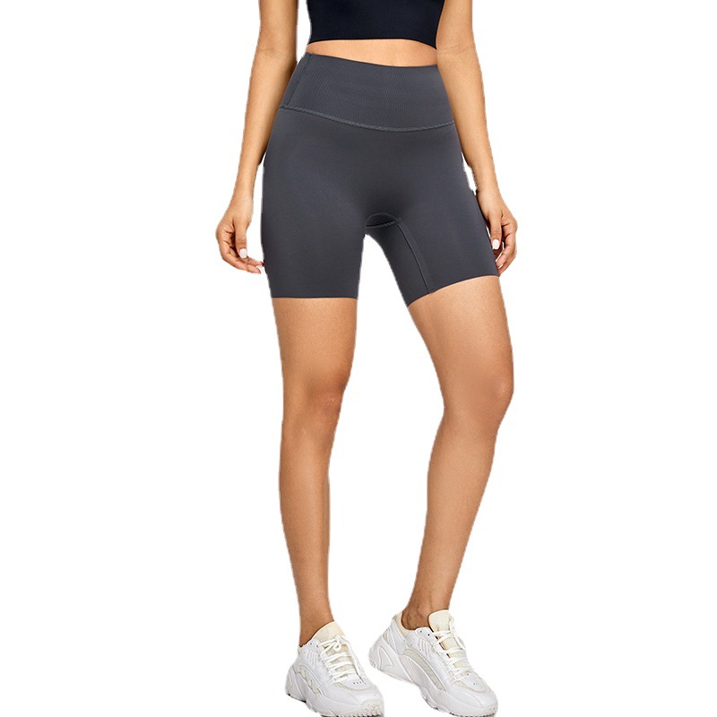 Naked Lycra Tight Fitness Shorts Women's Naked Yoga Clothes High Waist Peach Hip Quick-drying Sports Yoga Shorts