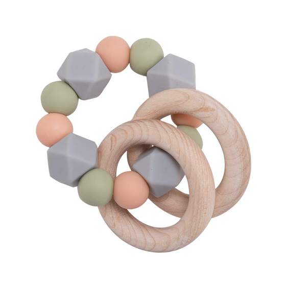 Amazon new baby beech wood bite music silicone baby grinding stick diy bracelet bite music foreign trade Toys