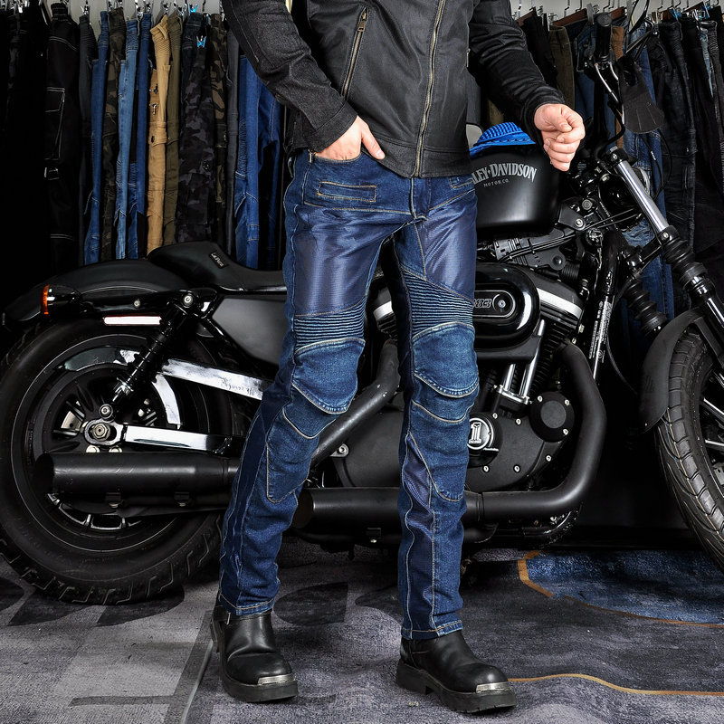 VOLERO motorcycle jeans men's summer mesh breathable outdoor motorcycle elastic anti-fall cycling pants