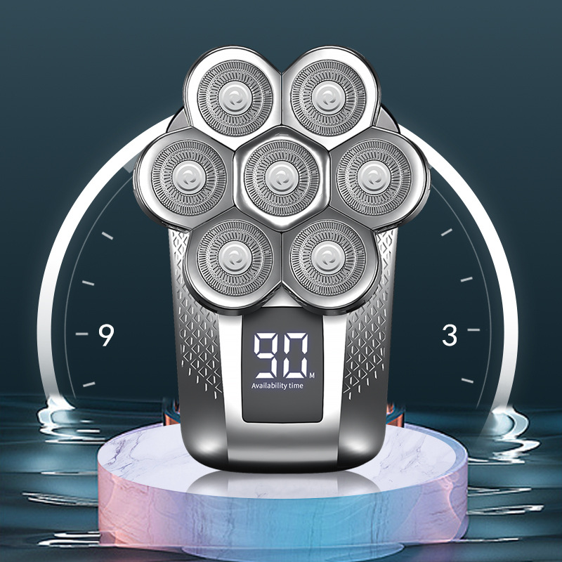 Factory new digital display seven-head electric shaver bald hair clipper rechargeable five-in-one razor wholesale