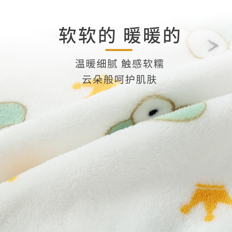 Baby sleeping bag children's autumn and winter thickened flannel one-piece pajamas new coral fleece baby split leg anti-kick quilt